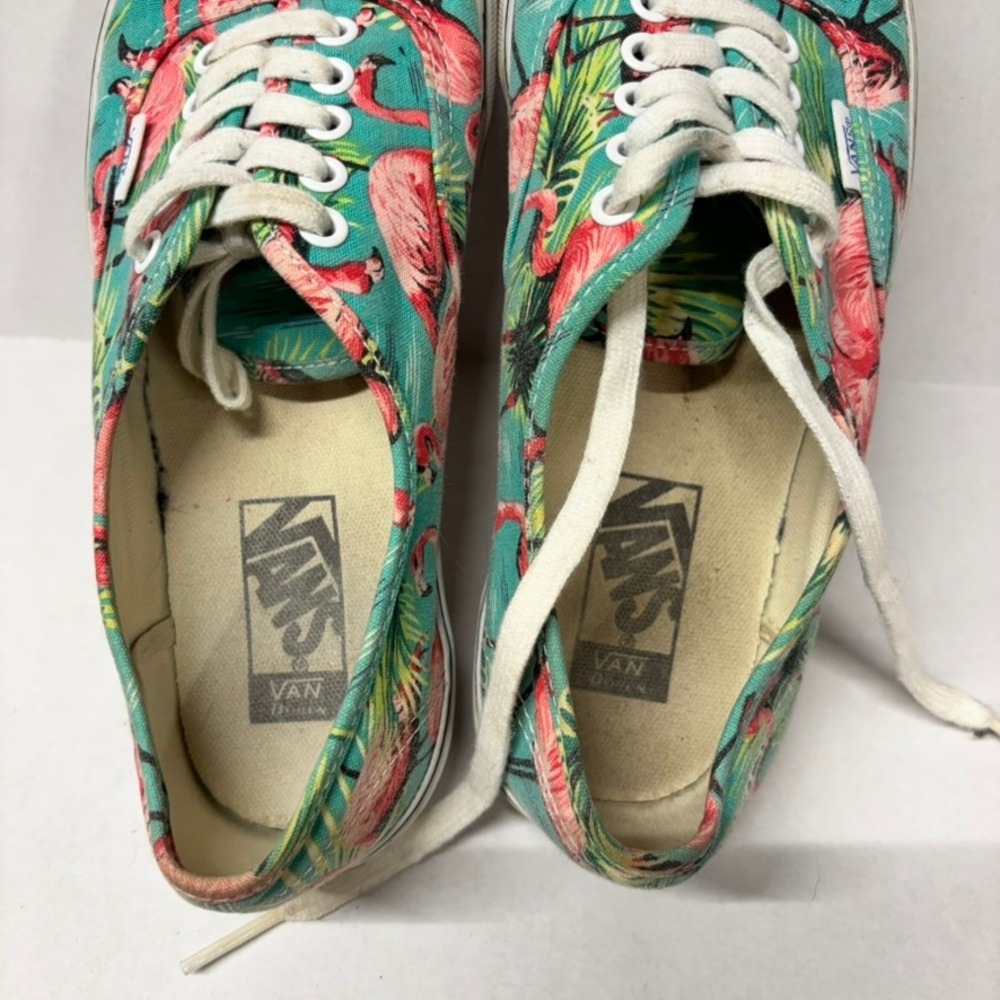 Vans Mens Authentic Canvas Teal Pink Flamingo Tropical Print M8 W9.5 Sneakers - Picture 12 of 12